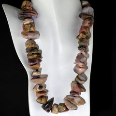 Statement Necklace of Highly Polished Pink Peruvian Opal Nuggets and Black Spinel