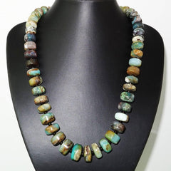 Green and Brown Graduated Peruvian Opal Necklace with Sterling Silver