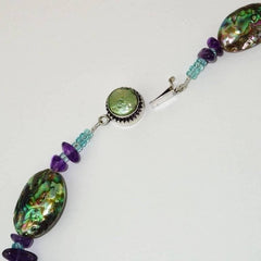 Shell Necklace Accented with Amethyst and Apatite