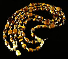 Triple Strand Chatoyant Tiger's Eye Necklace