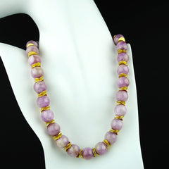 Pink Kunzite with Goldy Accents Necklace