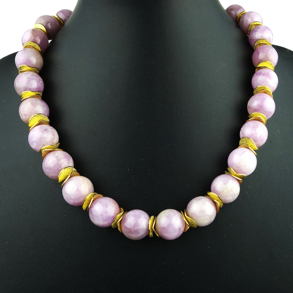Pink Kunzite with Goldy Accents Necklace