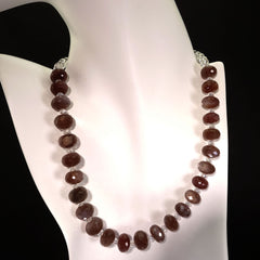 Glittering Chocolate Moonstone and Crystal Necklace