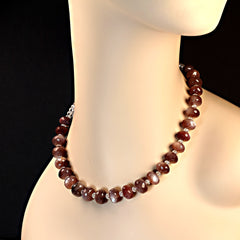 Glittering Chocolate Moonstone and Crystal Necklace