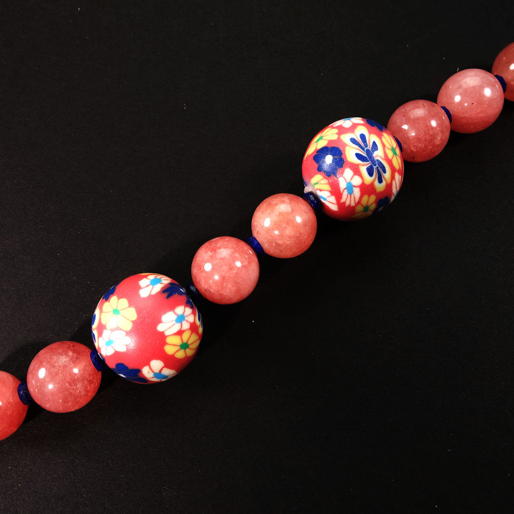 Perfect Summer Necklace in Pink Agate and Fun Chinese Beads