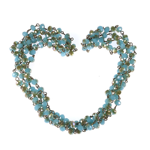 80 Inch Teal/bronzy Crystal Bead necklace