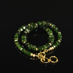 Faceted Rondelles of green Chrome Diopside Necklace
