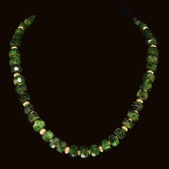 Faceted Rondelles of green Chrome Diopside Necklace