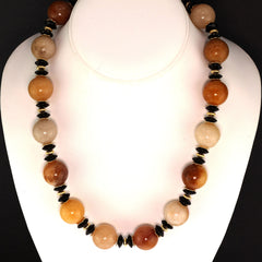 Necklace in Shades of Golden Jade Black Tourmaline with golden accents