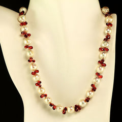 Pearl and Garnet Briolette Choker Necklace