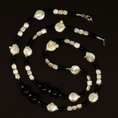 45 Inch Long Black and White Elegant necklace