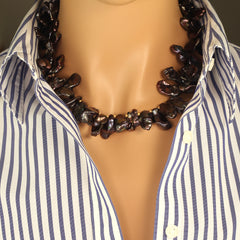 18 Inch Walnut-Maroon Color Keshi Pearl necklace