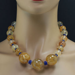 Golden Quartz and Lapis Lazuli Necklace