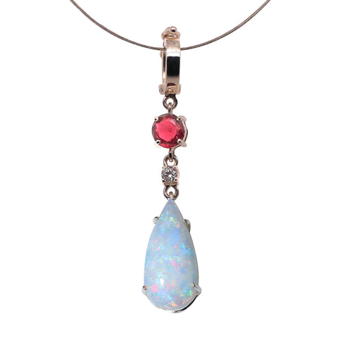 Sparkling Opal Pendant with accents of Garnet and Zircon