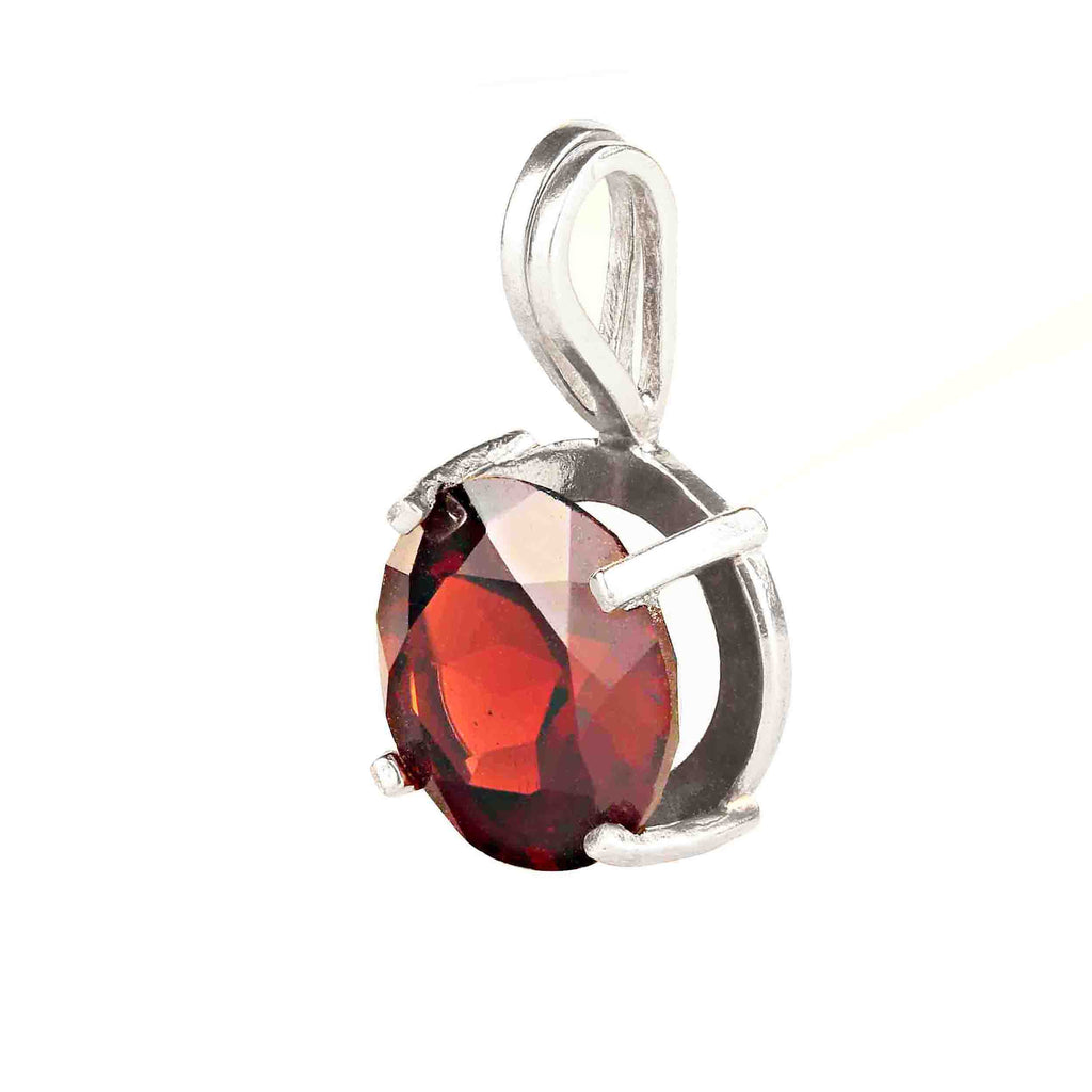 Awesome Round 10MM Red Garnet and Sterling Silver Pendant