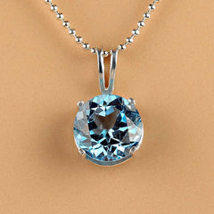 Sparkling Swiss Blue Topaz and Sterling Silver Pendant