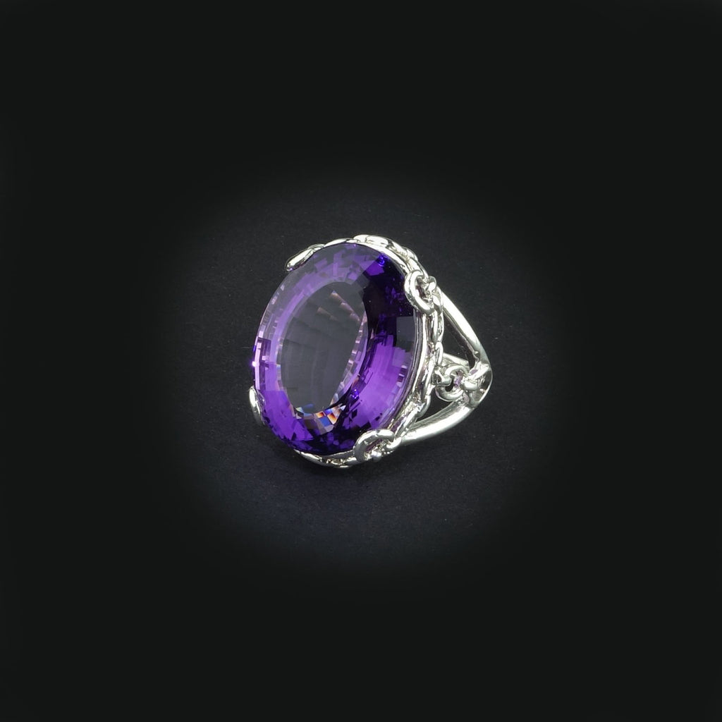 Amethyst Oval in Sterling Silver Ring