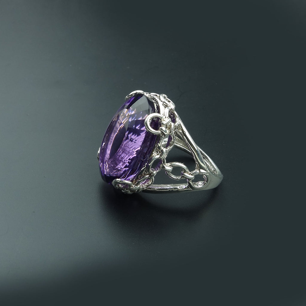 Amethyst Oval in Sterling Silver Ring