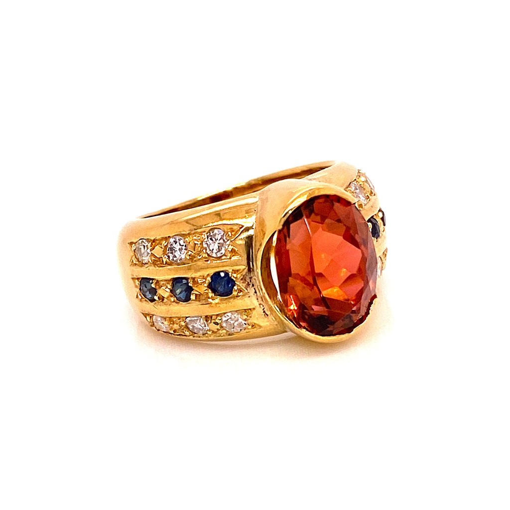 Magnificent Golden Brown Tourmaline and 18K Gold Ring