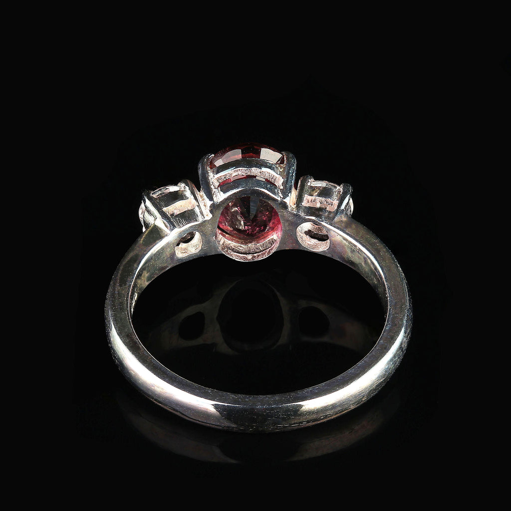 Ring of Sparkling Red Tourmaline accented with Cambodian Zircons