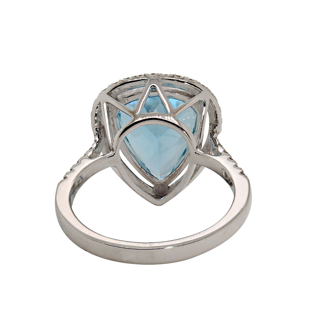 Pear Shape Brasilian Aquamarine and Diamond Ring