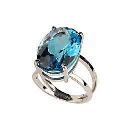 Scintillating 17CT Swiss Blue Topaz and Sterling Silver Ring