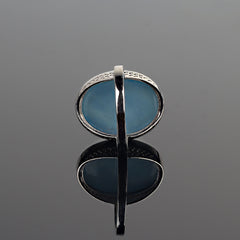 24Ct Astonishing Aquamarine Cabochon in Sterling Silver Ring