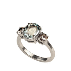 2.8Ct Sparkling Oval Aquamarine and White Sapphire in Sterling Silver Ring