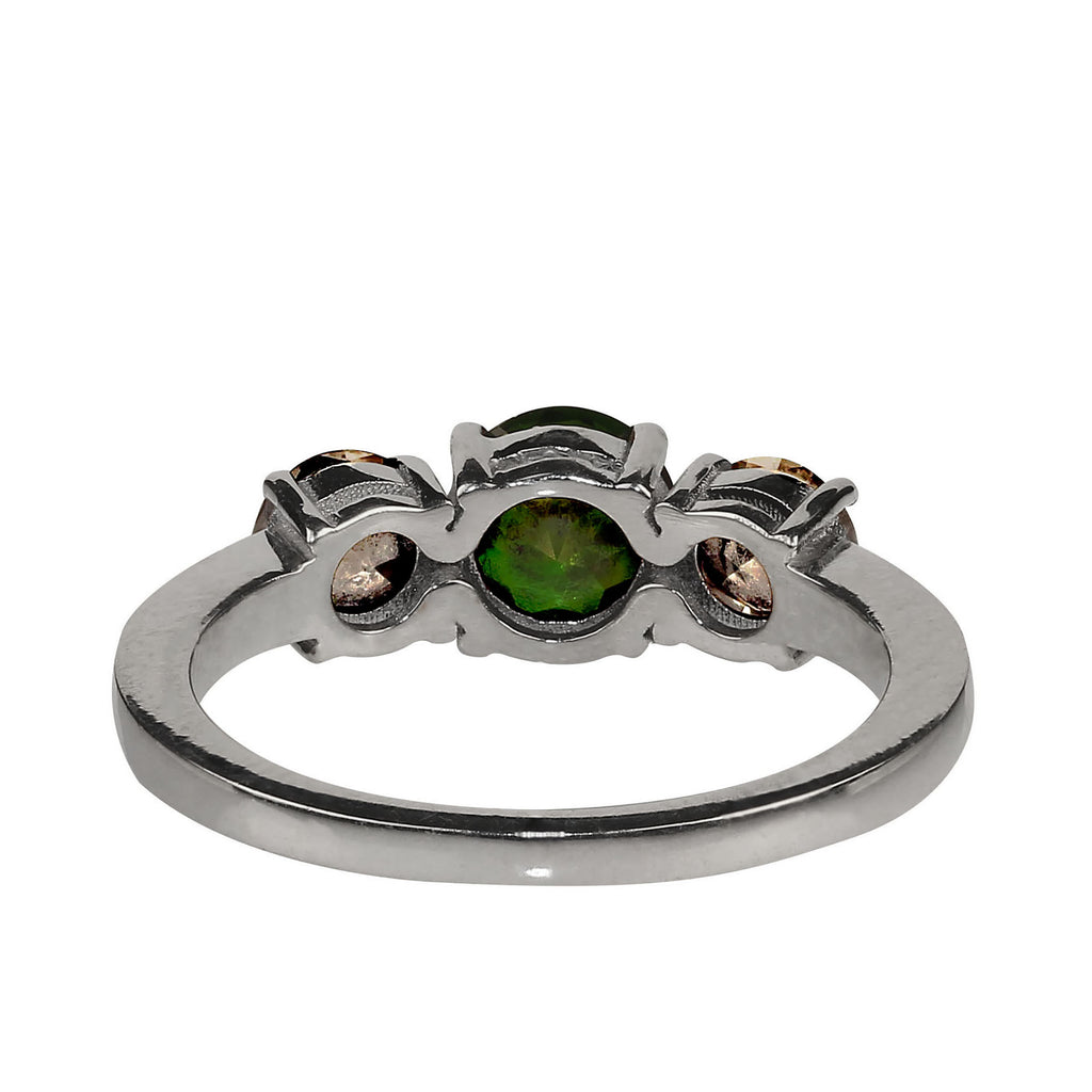 Rare Green Demantoid Garnet accented by white Sapphires Ring