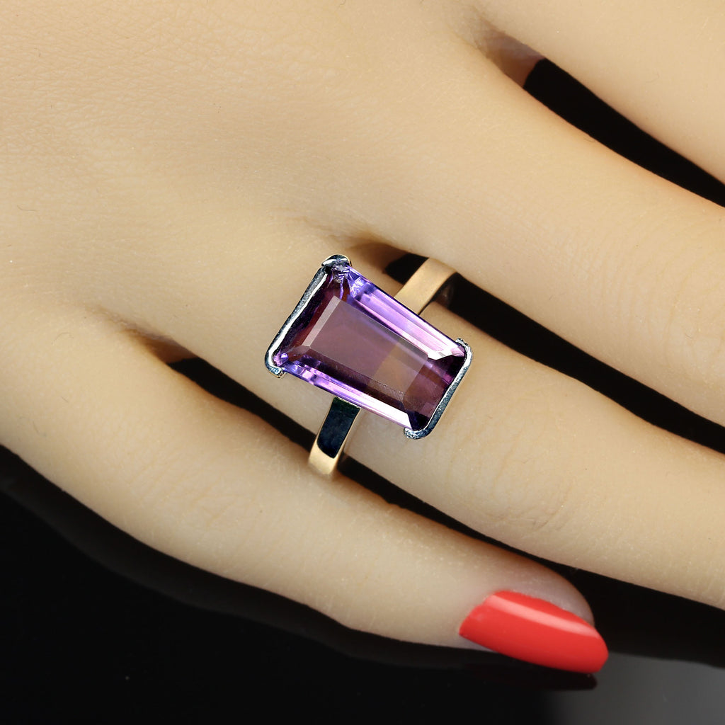 10Ct Awesome Ametrine Trapezoid Sterling Silver ring