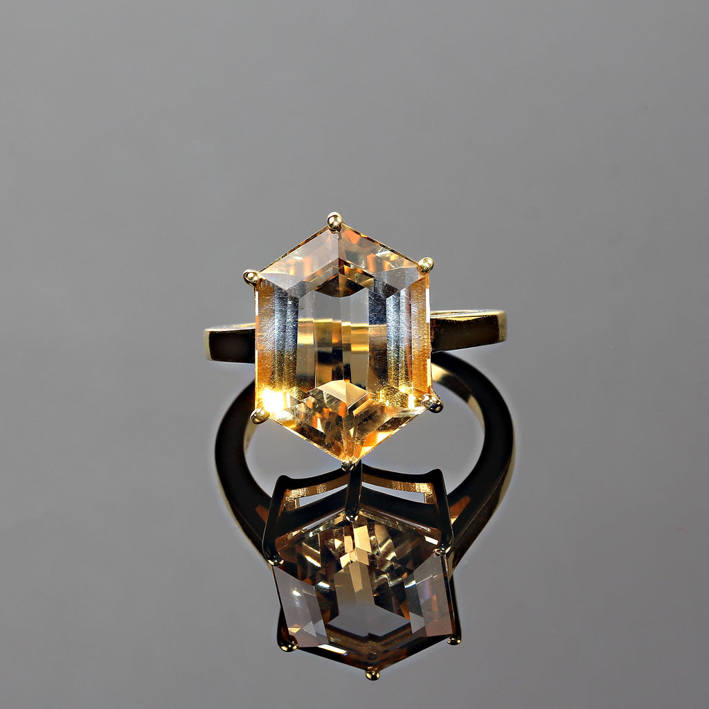 Shield shaped Bi-Color Citrine in Gold Rhodium Ring