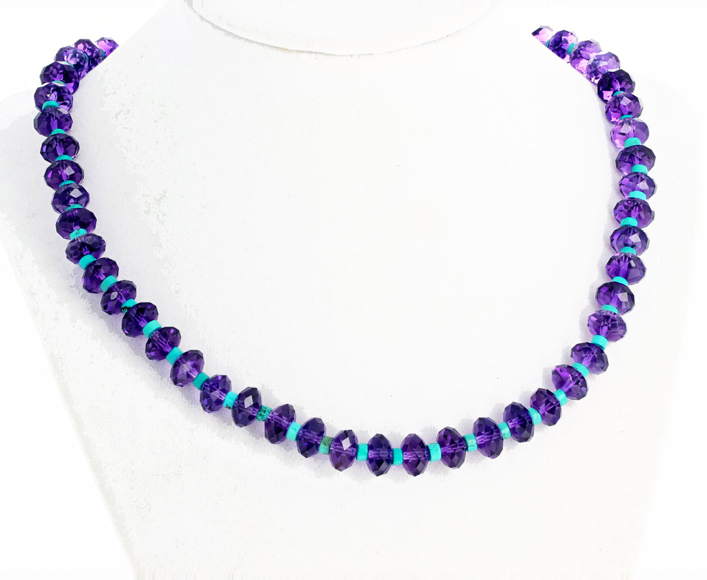 Glittering Amethyst and Turquoise Necklace