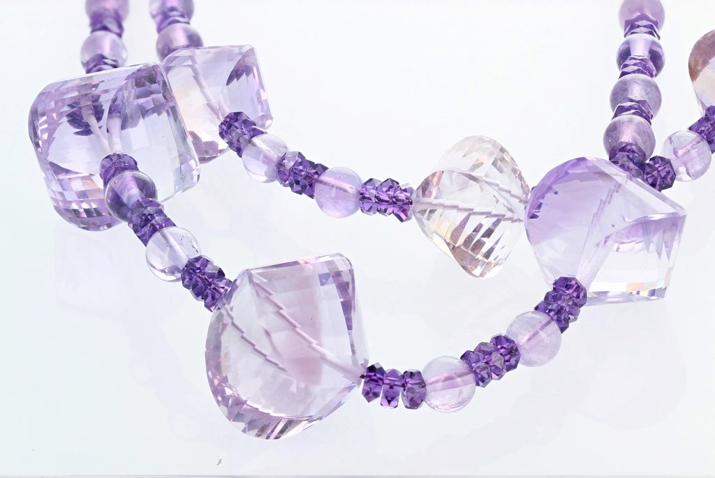 Amethyst and Rose of France Amethyst Double Strand Necklace