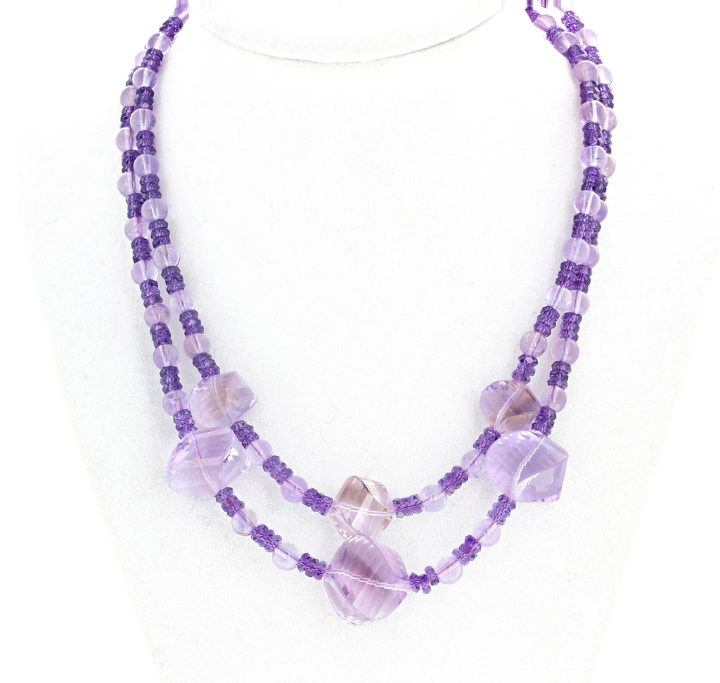 Amethyst and Rose of France Amethyst Double Strand Necklace