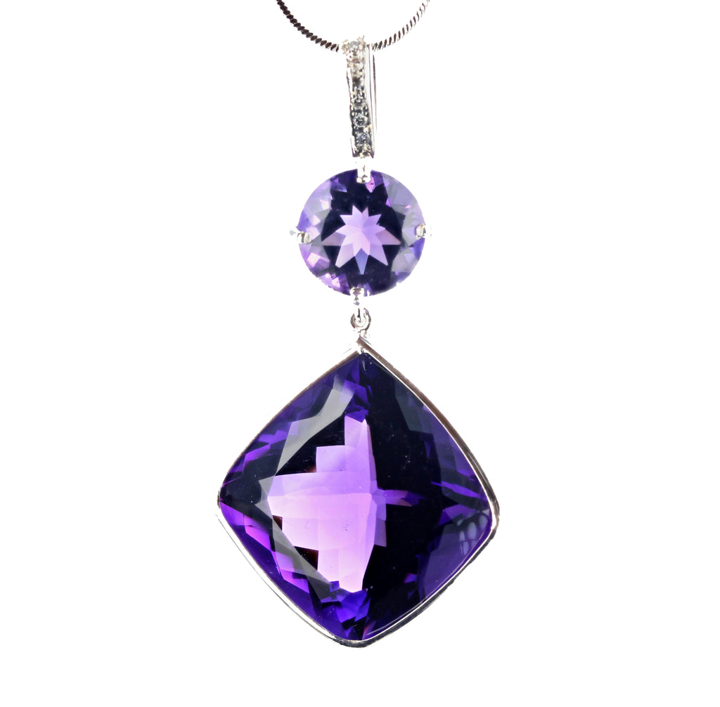 54.82 Carats of Amethyst and Diamond Sterling Silver Pendant