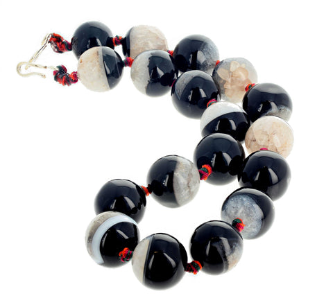 Black and White Natural Onyx Necklace