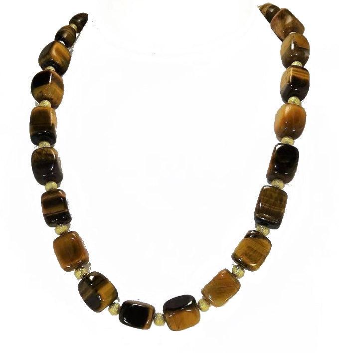 Lustrous Tiger's Eye Cube Necklace