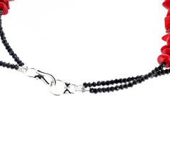 Unique Bamboo Coral and Black Spinel Necklace