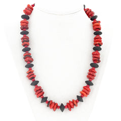 Bamboo Coral and Black Onyx Necklace
