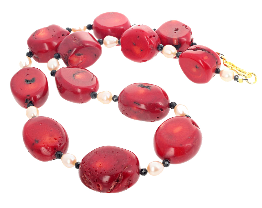 Bamboo Coral and Pearls Necklace