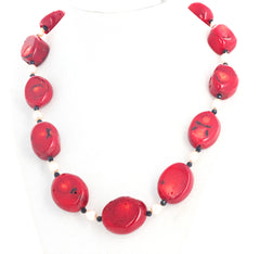 Bamboo Coral and Pearls Necklace