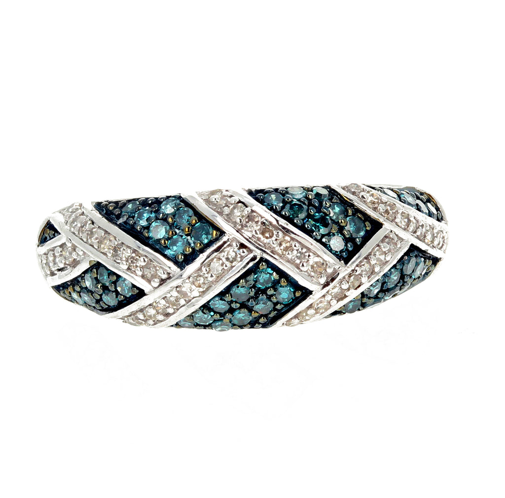 Blue Diamond and White Diamond Ring