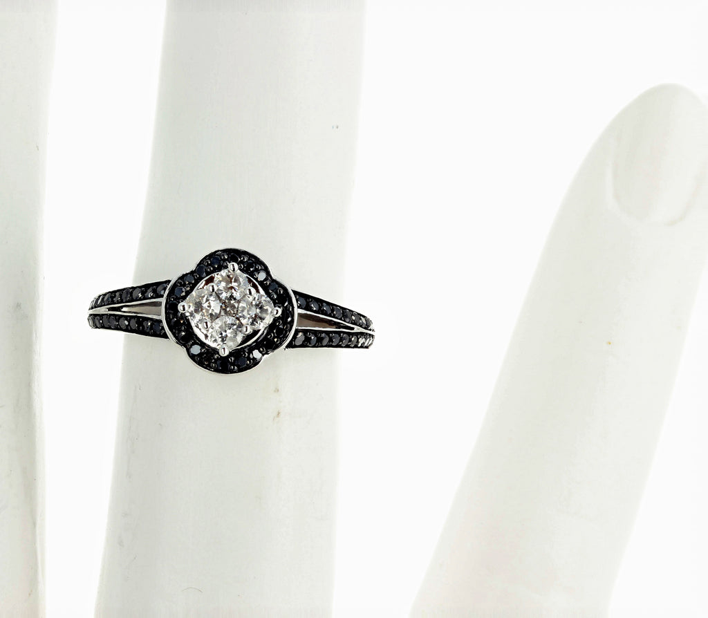 White Diamond and Black Diamond Ring