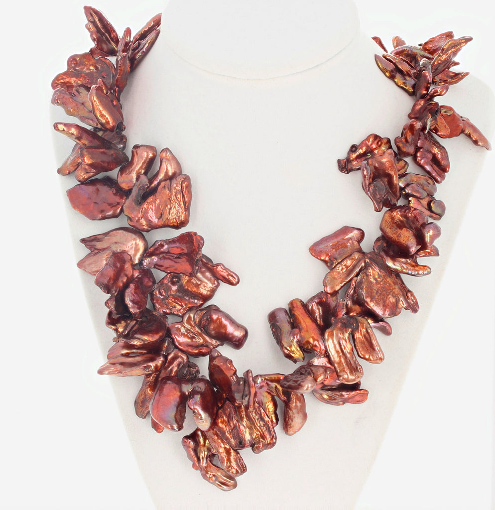 Coppery Flip Flop Freshwater Pearl Necklace
