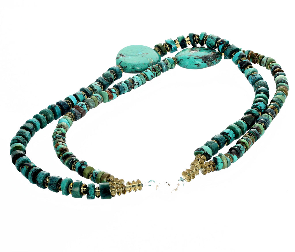 Turquoise and Citrine Gemstone Necklace