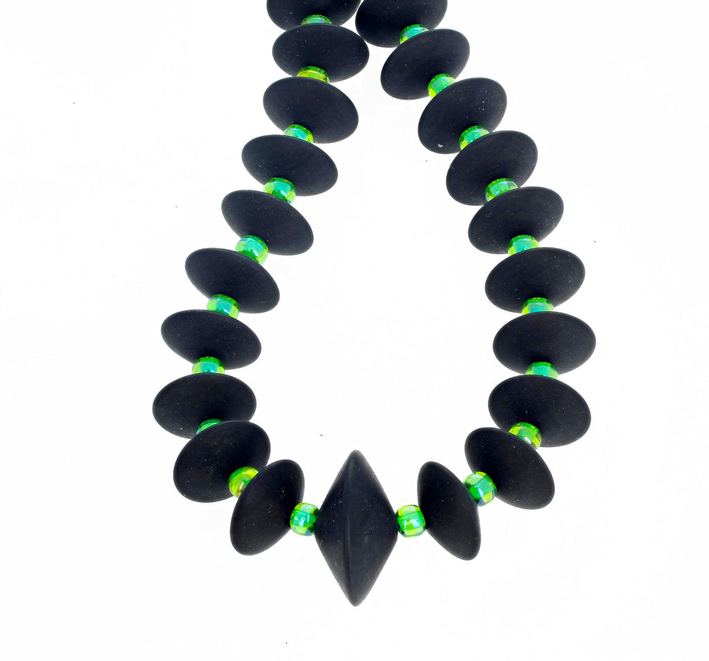 Black Onyx and Czech Crystal Necklace