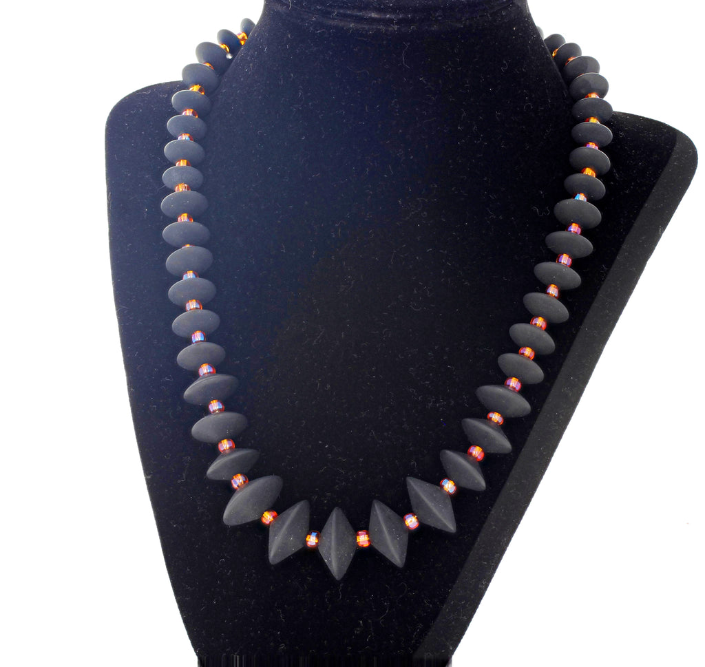 Handmade Black Onyx and Crystal Necklace