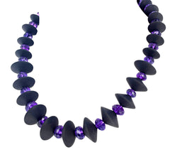 Black Onyx and Sparkling Amethyst Necklace