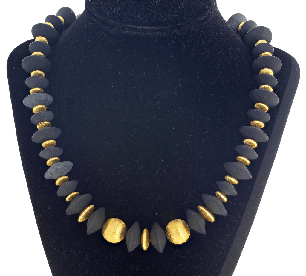 Goldy Rondels and Black Onyx Necklace