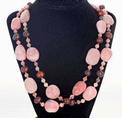 Peruvian Natural Pink Opal and Pearl Necklace